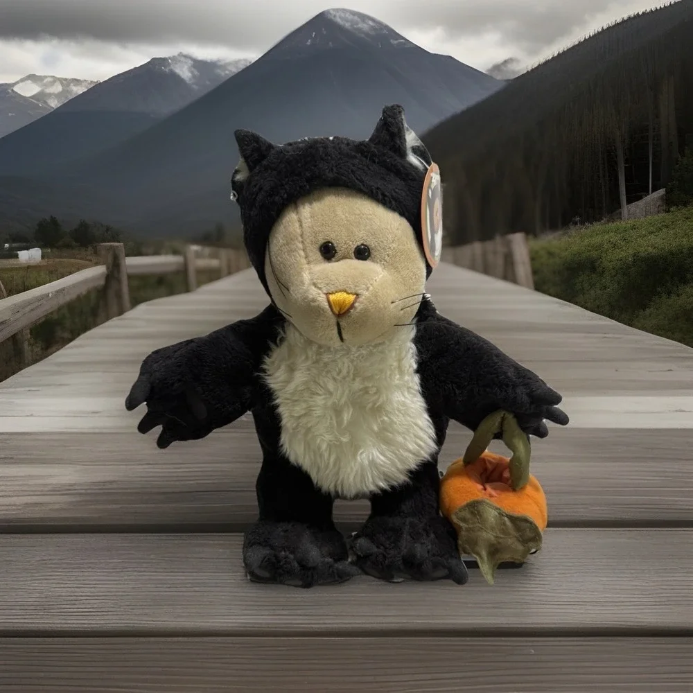 Starbucks Bearista Plush Bear‎ Wearing Cat Costume with Pumpkin Halloween 2005